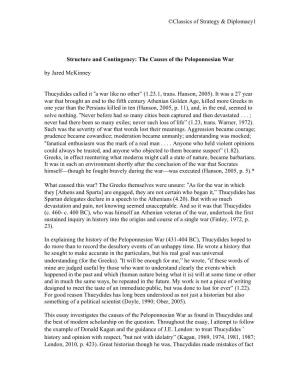 The Causes of the Peloponnesian War by Jared Mckinney