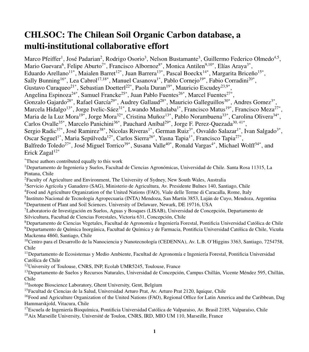 CHLSOC: the Chilean Soil Organic Carbon Database, a Multi