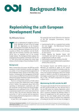 Replenishing the 11Th European Development Fund