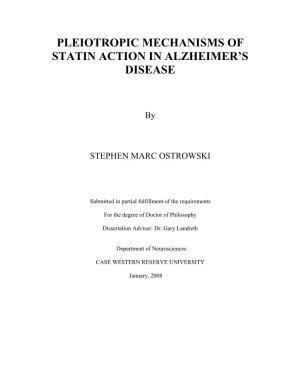 Pleiotropic Mechanisms of Statin Action in Alzheimer's Disease
