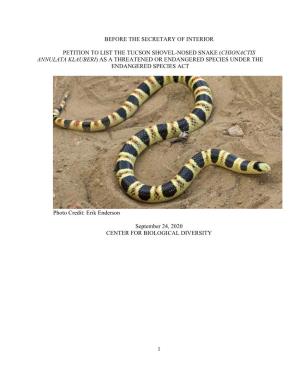 Tucson Shovelnosed Snake Petition Final
