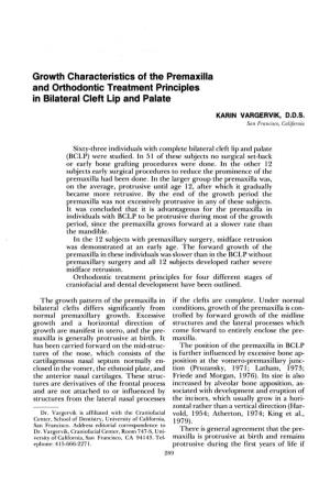 Growth Characteristics of the Premaxilla and Orthodontic Treatment Principles in Bilateral Cleft Lip and Palate