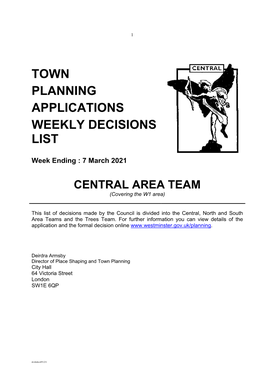 Town Planning Applications Weekly Decisions List