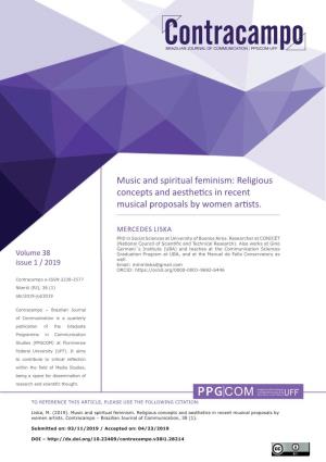 Music and Spiritual Feminism: Religious Concepts and Aesthetics