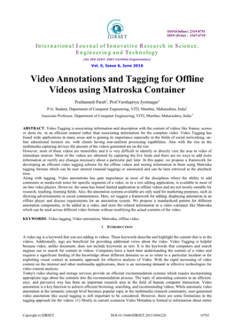 Video Annotations and Tagging for Offline Videos Using Matroska Container