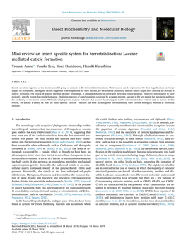 Mini-Review an Insect-Specific System for Terrestrialization Laccase