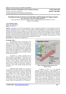 Farming Systems in Syria: Its Constraints and Strategies for Improvement Ing