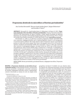 Treponema Denticola in Microflora of Bovine Periodontitis1