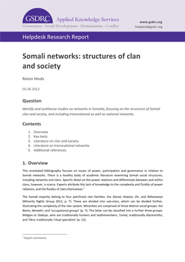 Somali Networks: Structures of Clan and Society