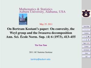 Mathematics & Statistics Auburn University, Alabama, USA On