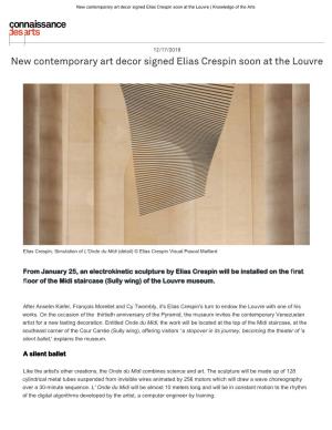 "New Contemporary Art Decor Signed Elias Crespin Soon at the Louvre," Knowledge Of