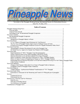 Newsletter of the Pineapple Working Group, International Society for Horticultural Science ______Issue No