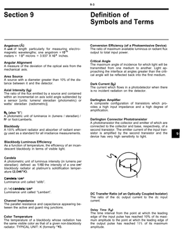 Section 9 Definition of Symbols and Terms