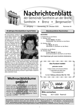 Nachrichtenblatt Sontheim - KW 44-2020 Umbruch.Qxp 28.10.20 11:39 Seite 1