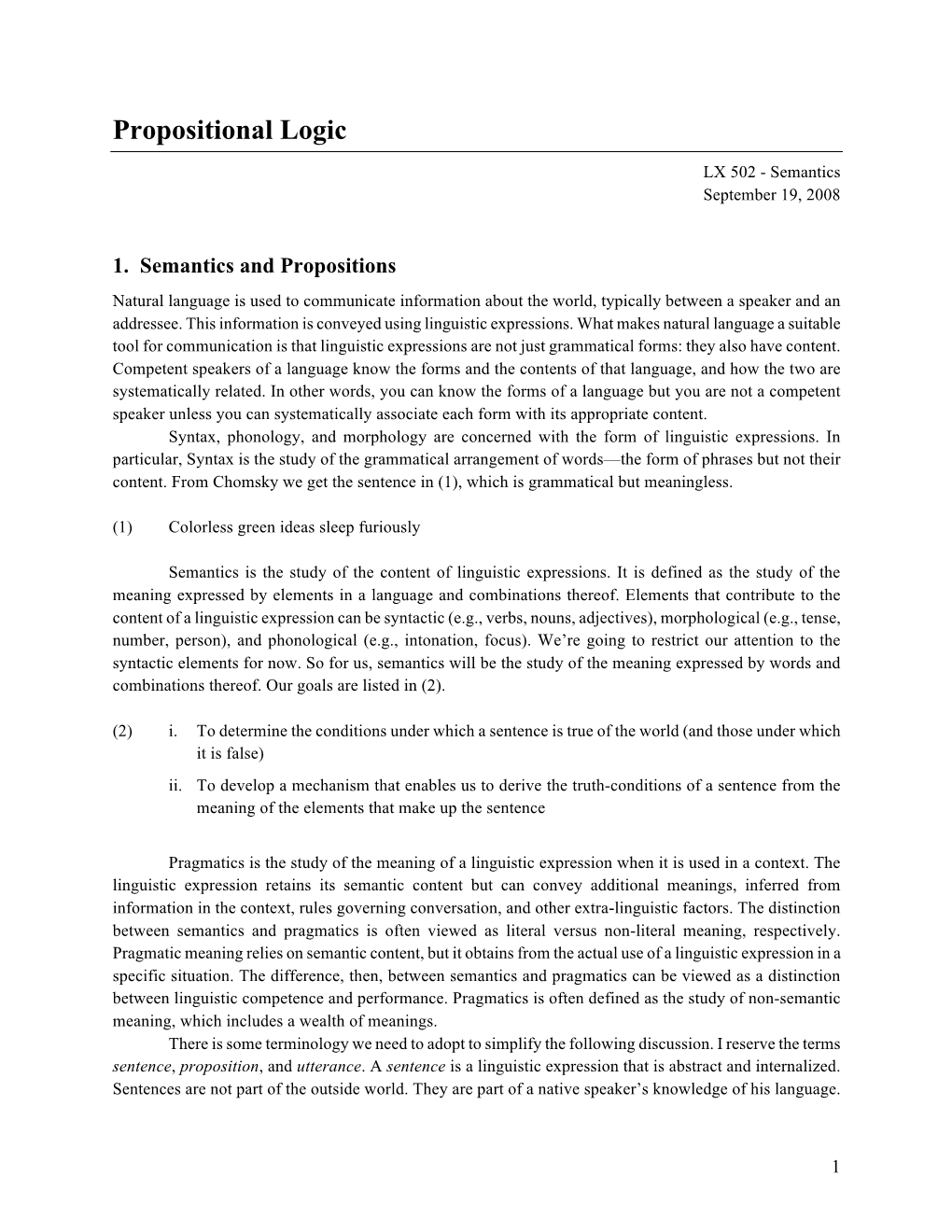 Propositional Logic