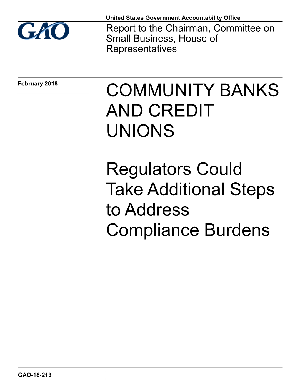 Community Banks and Credit Unions