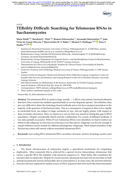 Searching for Telomerase Rnas in Saccharomycetes