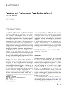 Genotypic and Environmental Contributions to Baked Potato Flavor