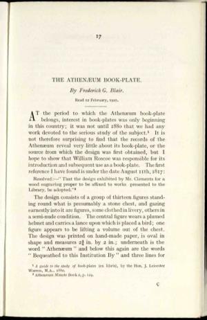AT the Period to Which the Athenseum Book-Plate