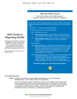 ADA Guide to Reporting D4346