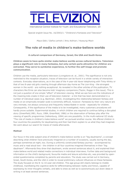 The Role of Media in Children's Make-Believe Worlds