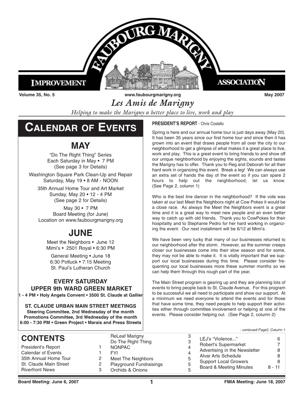 Les Amis De Marigny MAY JUNE CALENDAR of EVENTS