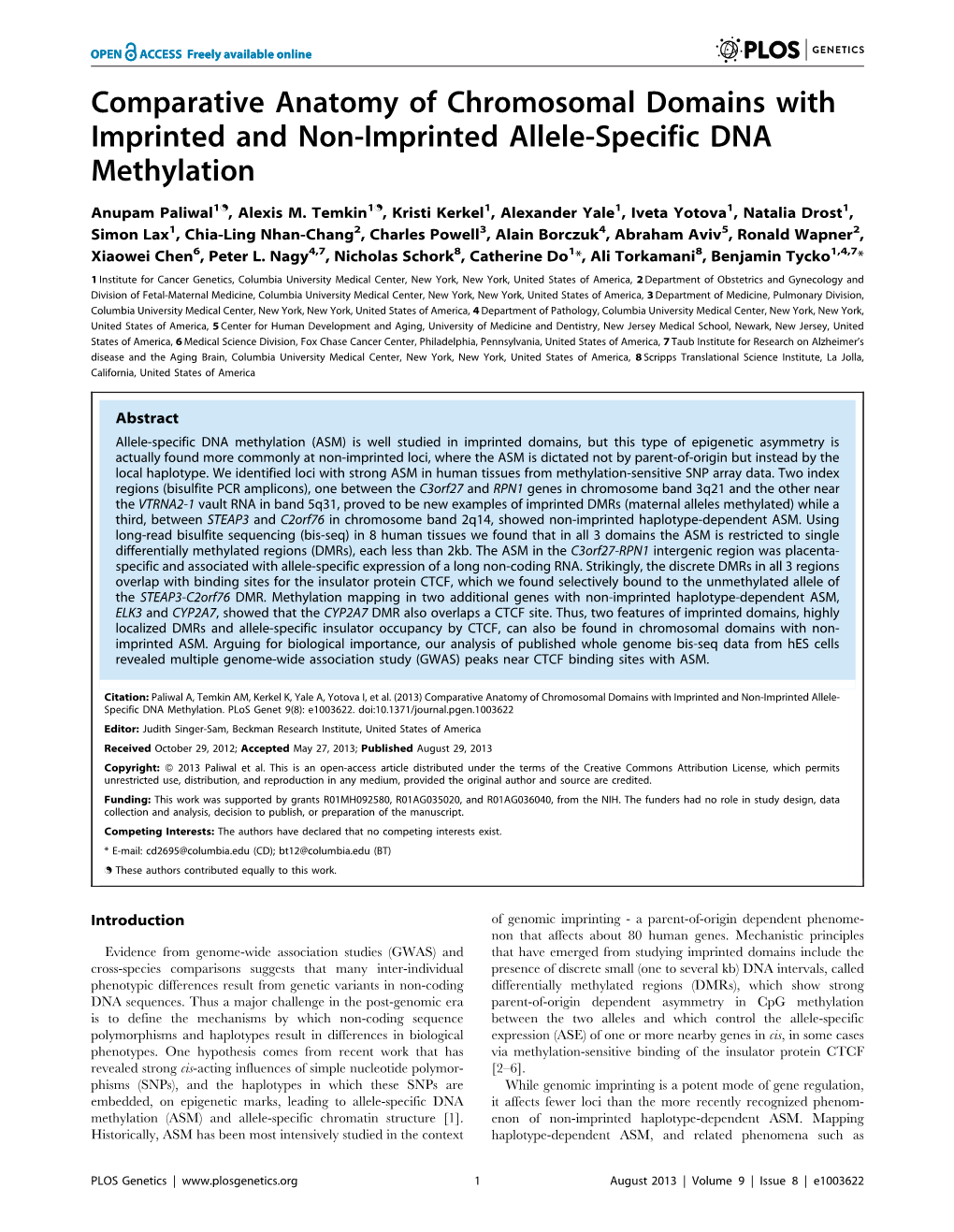 Comparative Anatomy of Chromosomal Domains with Imprinted and Non-Imprinted Allele-Specific DNA Methylation