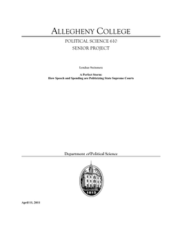 Allegheny College Political Science 610 Senior Project