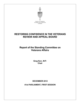 Restoring Confidence in the Veterans Review and Appeal Board