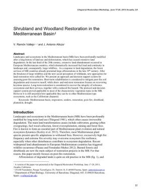 Shrubland and Woodland Restoration in the Mediterranean Basin1