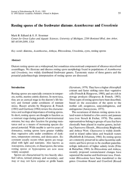 Resting Spores of the Freshwater Diatoms &lt;Emphasis Type="Italic"&gt;