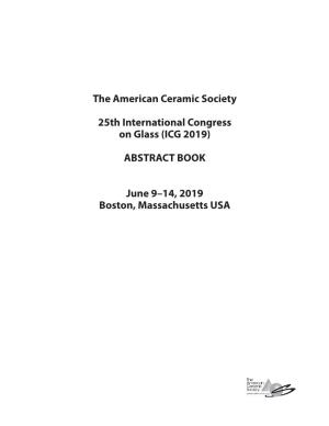 The American Ceramic Society 25Th International Congress On