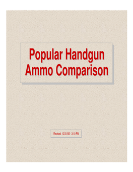 Ammo Comparison Popular Handgun