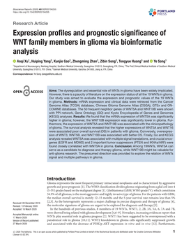 Expression Profiles and Prognostic Significance of WNT Family