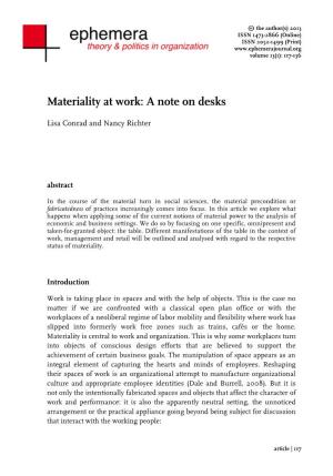 Materiality at Work: a Note on Desks