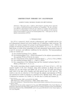 OBSTRUCTION THEORY on 8-MANIFOLDS 1. Introduction Let M