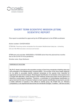 (Stsm) Scientific Report