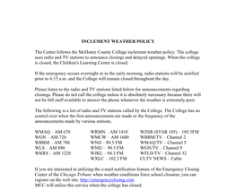 Inclement Weather Policy, Children's Learning Center