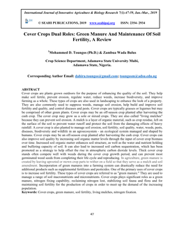 Green Manure and Maintenance of Soil Fertility, a Review