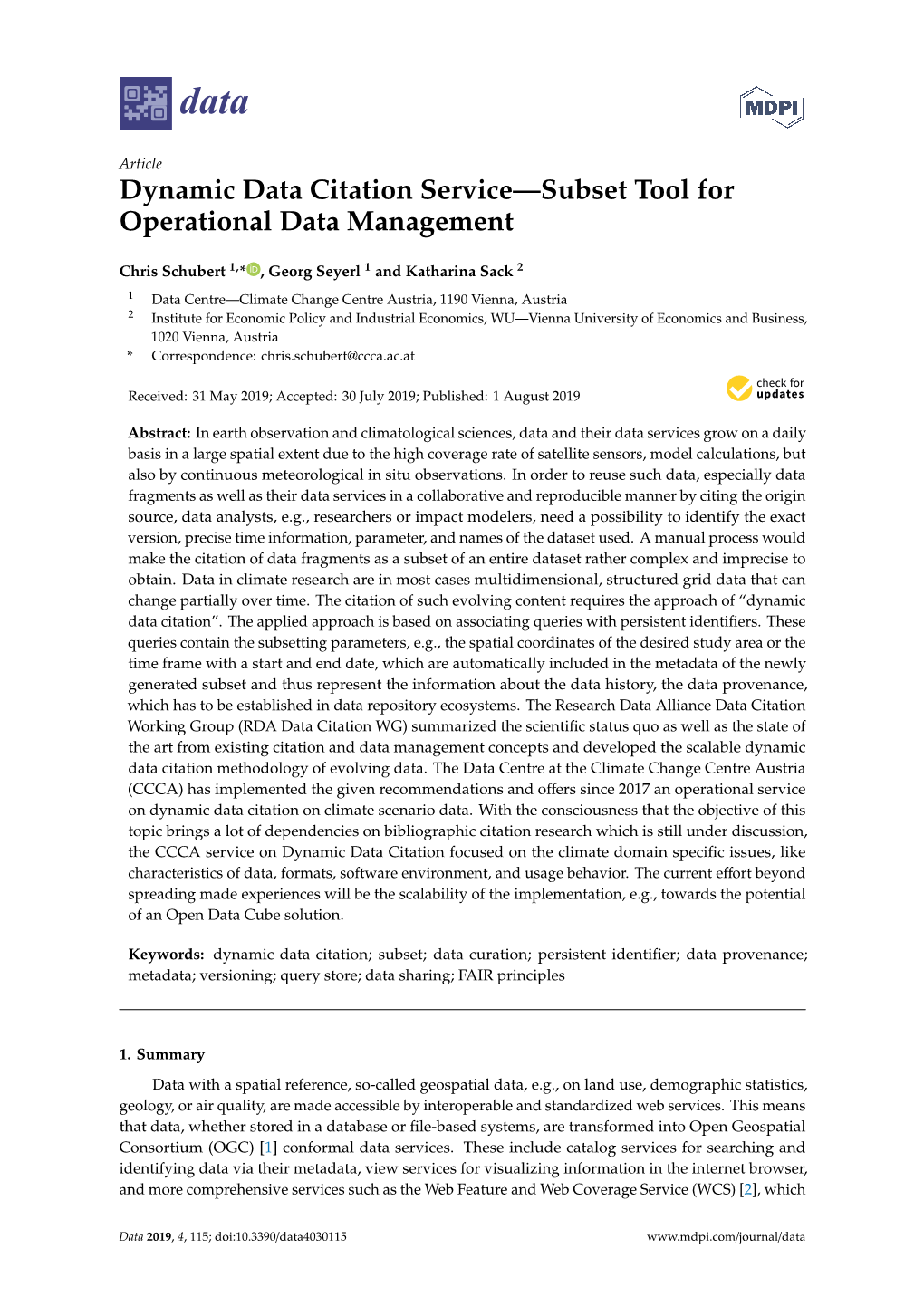 Dynamic Data Citation Service—Subset Tool for Operational Data Management