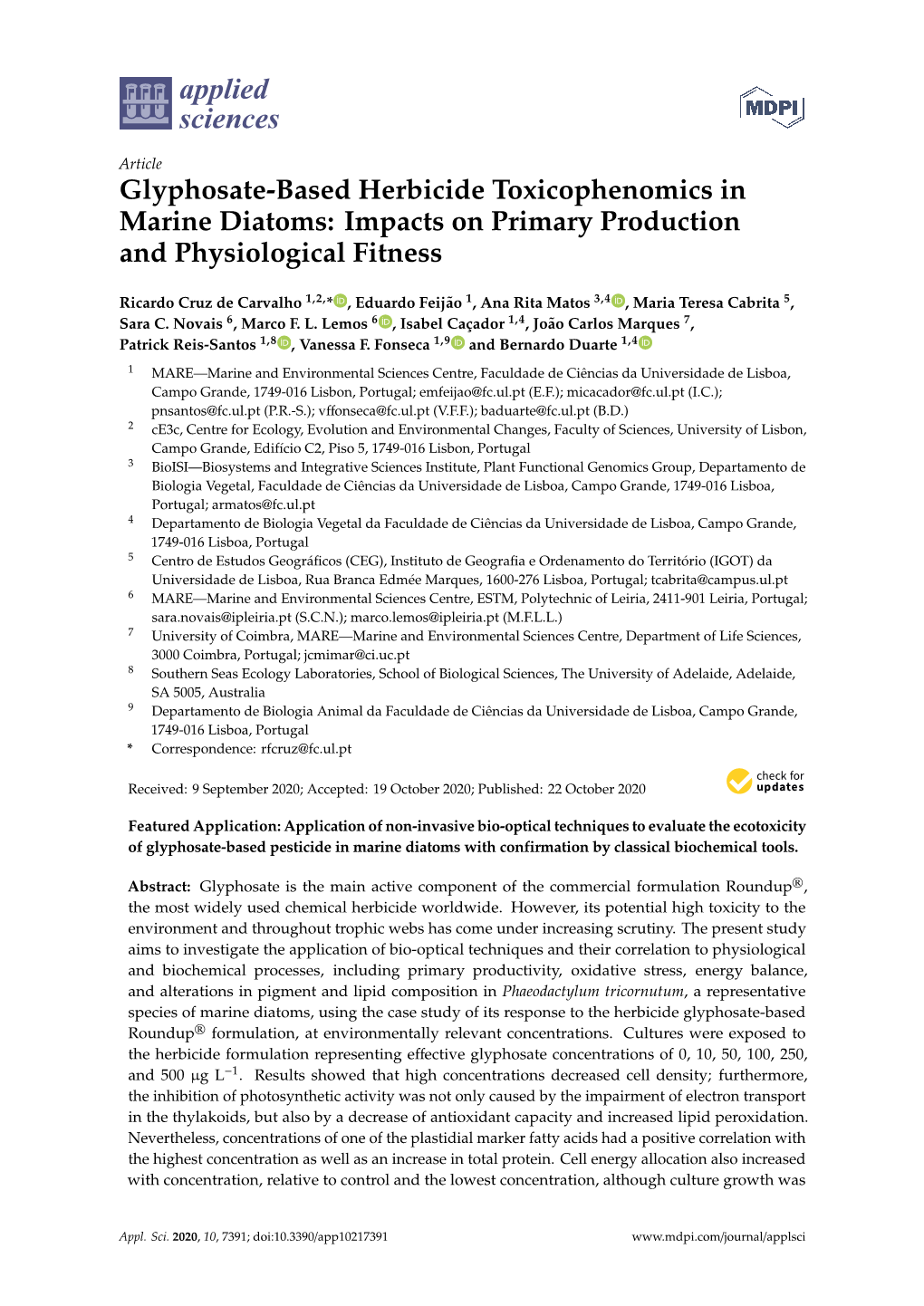 Glyphosate-Based Herbicide Toxicophenomics in Marine Diatoms: Impacts on Primary Production and Physiological Fitness