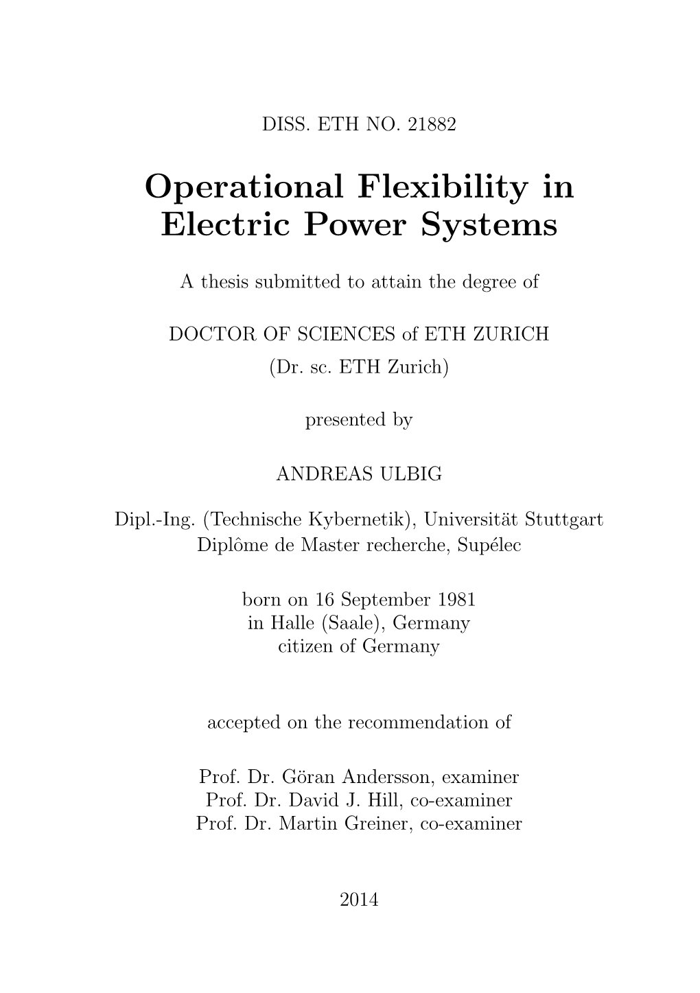 Operational Flexibility in Electric Power Systems