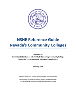 NSHE Reference Guide Nevada's Community Colleges