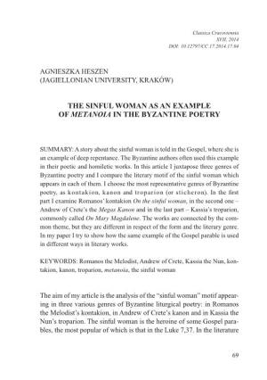 The Sinful Woman As an Example of Metanoia in the Byzantine Poetry