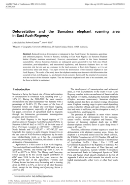 Deforestation and the Sumatera Elephant Roaming Area in East Aceh Regency