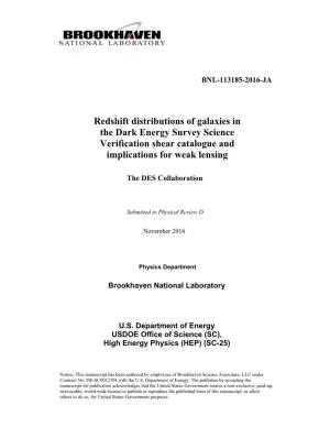 Redshift Distributions of Galaxies in the Dark Energy Survey Science Verification Shear Catalogue and Implications for Weak Lensing