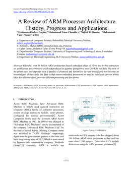 A Review of ARM Processor Architecture History, Progress And