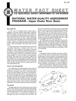 NATIONAL WATER-QUALITY ASSESSMENT PROGRAM Upper Snake River Basin