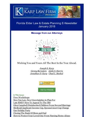 Florida Elder Law & Estate Planning E-Newsletter January 2018