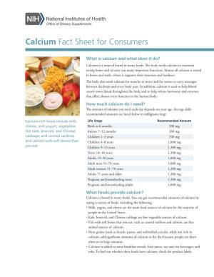 Calcium Fact Sheet for Consumers